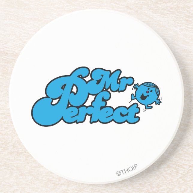 Mr. Perfect | Large Blue Letters Coaster (Front)