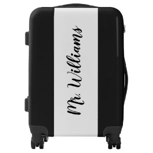 Mr. Personalized Black and White Carry On Luggage
