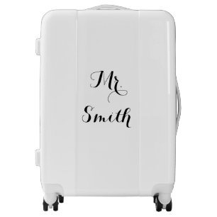 Mr. Personalized Name Monogram Black And White Luggage