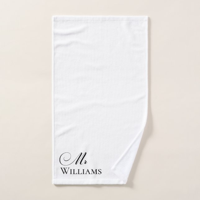 Mr Personalized Name White Black Hand Towel (Hand Towel)