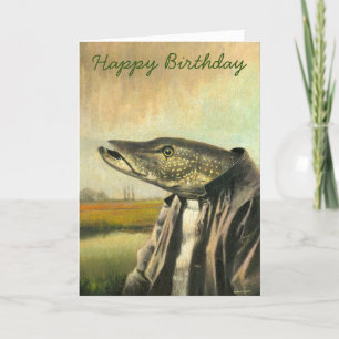 Mr Pike Fishing Birthday Card