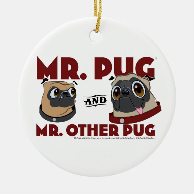 Mr. Pug & Mr. Other Pug Holiday Ornament (Front)