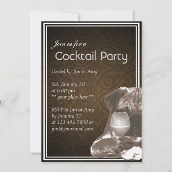 Mr. Pug & Wine Cocktail & Wine Party Invitations by fotoplus at Zazzle