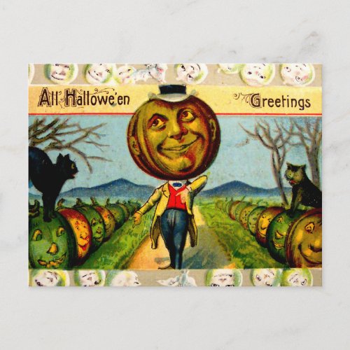 Mr PumpkinVintage Halloween Card Postcard