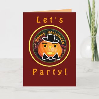 MR. PUMPKIN WITH TOP-HAT AND BOW-TIE PARTY INVITE