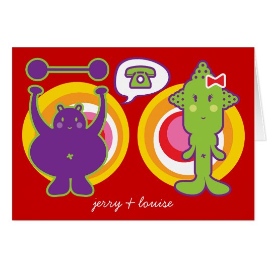 Mr. Purple & Miss Green Cute Cartoon Character (Front Horizontal)