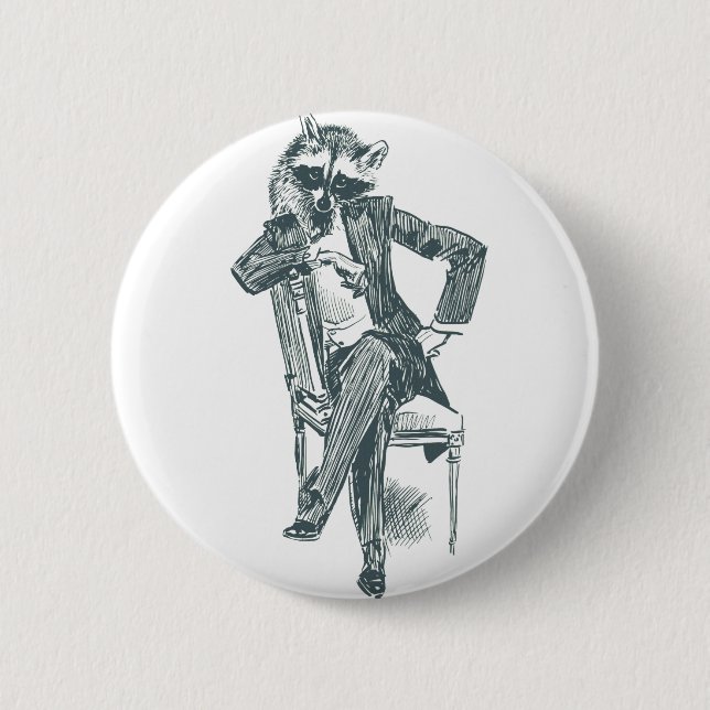 Mr. Raccoon, 2¼ Inch Round Button (Front)