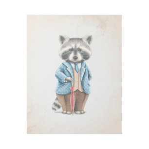 Mr. Raccoon Vintage Look Nursery Art