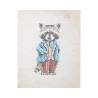 Mr. Raccoon Vintage Look Nursery Art