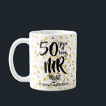 Mr Right 50th Anniversary Gold Hearts Confetti Coffee Mug<br><div class="desc">The perfect 50th wedding anniversary gift for Mr Right. Personalise with the name and wedding year. A fun,  unique and customisable gift to celebrate anyone's wedding anniversary. Designed by Pure Piglet© at www.zazzle.com/purepiglet*.</div>