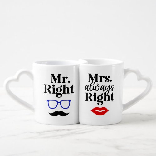 Mr Right and Mr Always Right Mug Set Blue Red