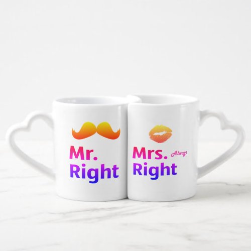 Mr Right and Mrs Always Right Couples Coffee Mug Set