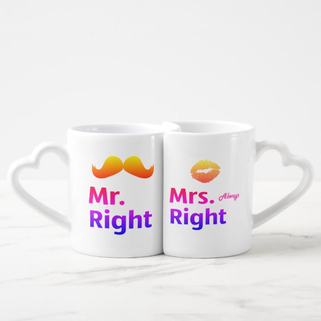 Mr Right and Mrs Always Right Couples Coffee Mug Set (Front Nesting)