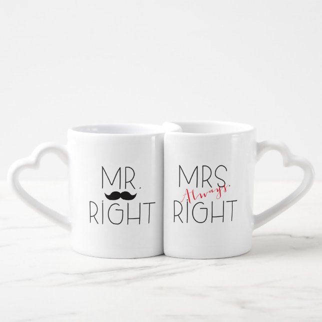 Mr. Right and Mrs. Always Right Lovers Mug Set (Front Nesting)