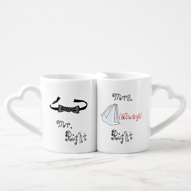 Mr. Right and Mrs. Always Right Mug Set (Front Nesting)