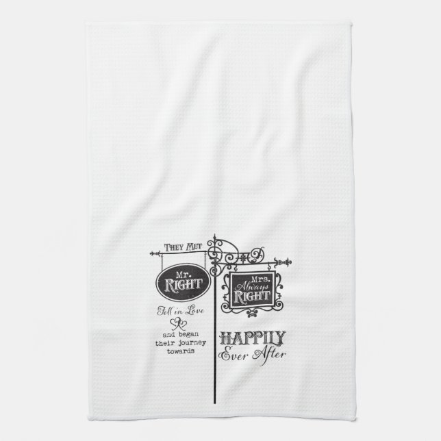 Mr. Right and Mrs. Always Right Wedding Marriage Towel (Vertical)
