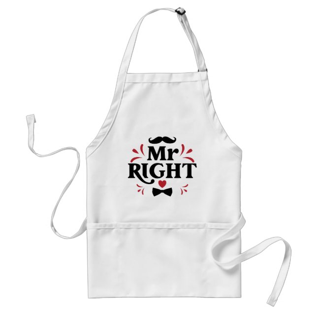 Mr Right Couple Gift For Him | Husband Adult Apron (Front)
