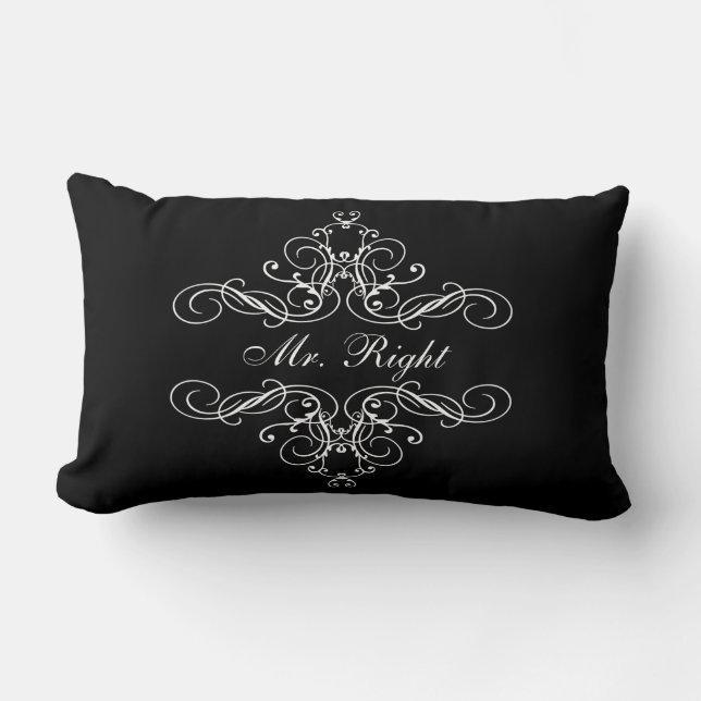Mr. Right Elegant Boudoir Bed His & Her Pillow (Front)