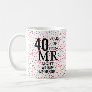 Mr Right Fun 40th Anniversary Ruby Hearts Coffee Mug