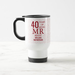 Mr Right Fun 40th Anniversary Ruby Hearts Travel Mug
