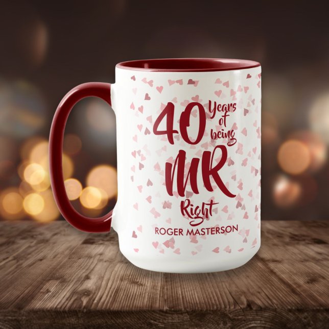 Mr Right Fun 40th Ruby Wedding Anniversary Mug