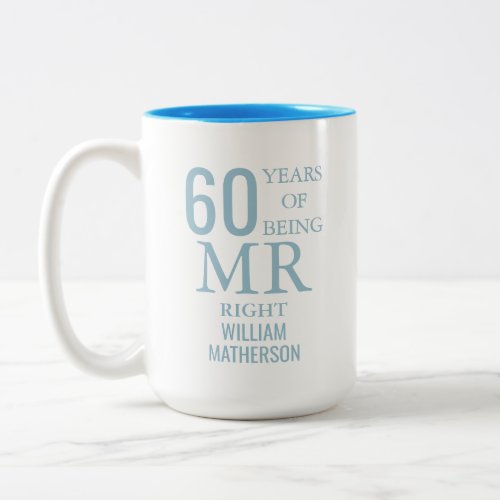 Mr Right Fun 60th Wedding Anniversary Two_Tone Coffee Mug