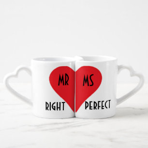 Mr Right His & Her Heart Mugs