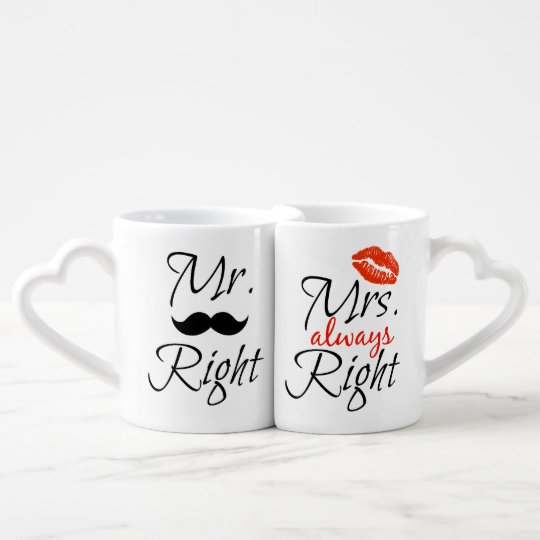 Mr Right Mrs Always Coffee Mug Set Zazzle Mr Right Mrs Always Coffee Mug Set
