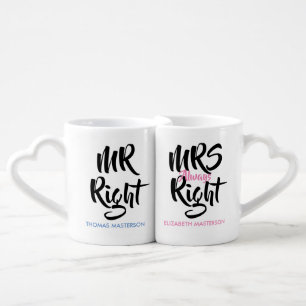 Mr Right. Mrs Always Right Customisable Coffee Mug Set