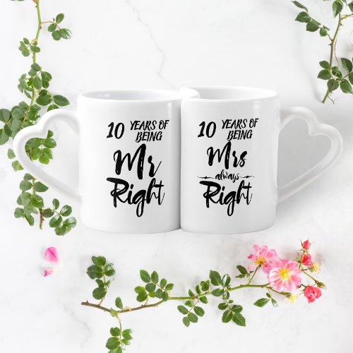 Mr Right Mrs Always Right Personalized Anniversary Coffee Mug Set