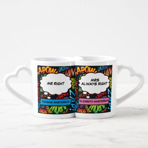 Mr Right Mrs Always Rights Thought Bubbles Coffee Mug Set