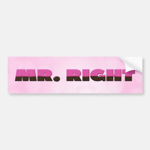 Mr Right Valentines Day Chocolate Frosted Bumper Sticker
