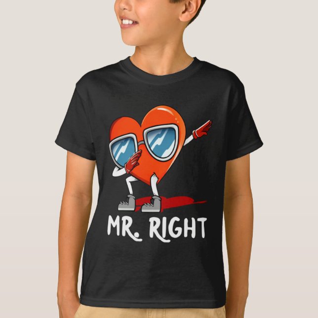 Mr Right Valentines Day Humor Matching Couples 1  T-Shirt (Front)