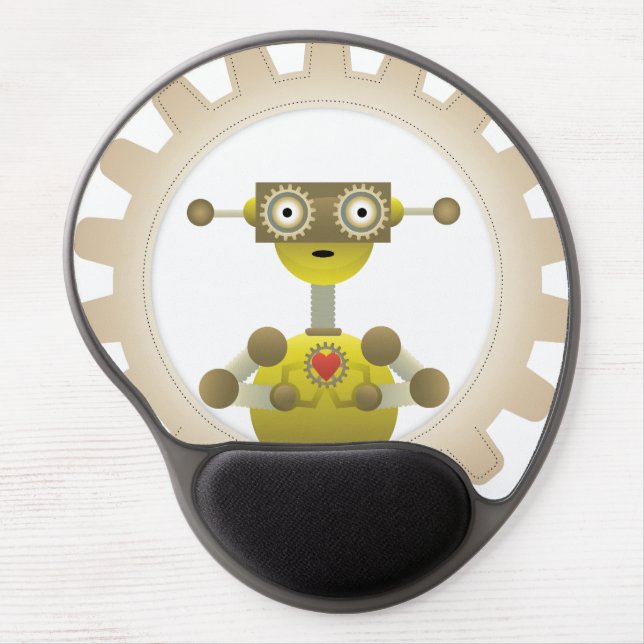 Mr. Robot with Steampunk Gear Heart Gel Mouse Pad (Front)