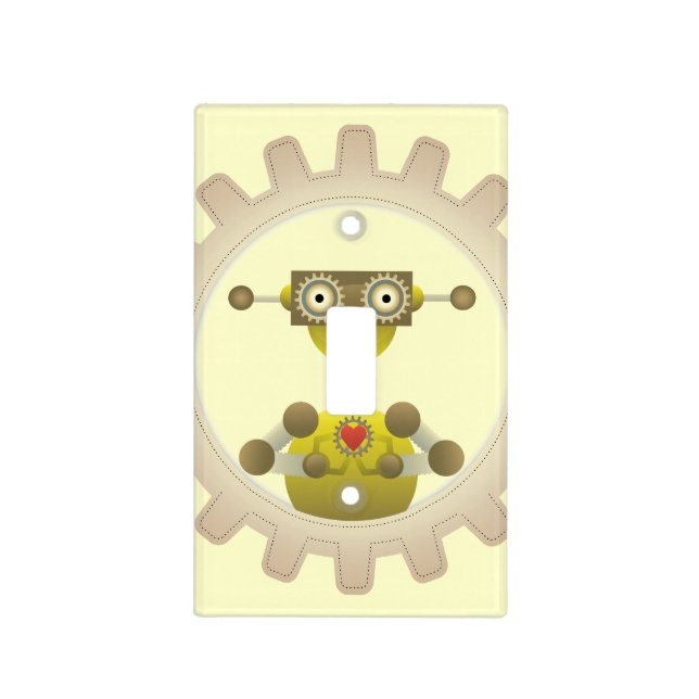 Mr. Robot with Steampunk Gear Heart Light Switch Cover (Front)