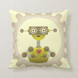 Mr. Robot with Steampunk Gear Heart Pillow