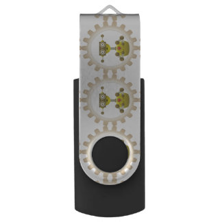 Mr. Robot with Steampunk Gear Heart USB Flash Drive