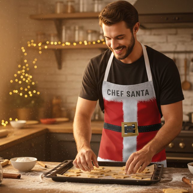 Mr Santa Claus Costume Christmas Holiday Apron (For the Chef in the Christmas kitchen. A funny red costume apron suitable for all Santas)