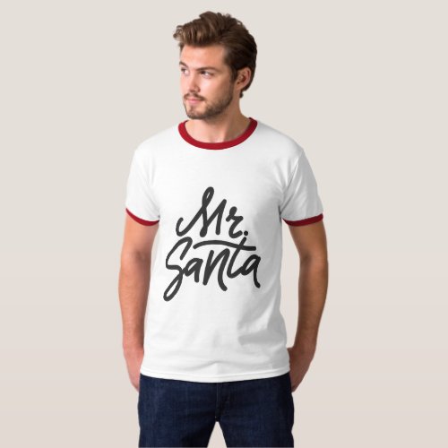 MR SANTA Ho Ho Ho Mens Christmas Holiday Modern T_Shirt