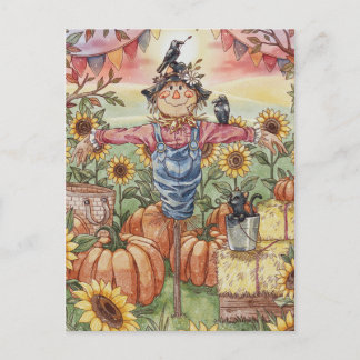 "Mr. Scarecrow" – Cute Halloween Illustration Holiday Postcard