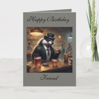 Mr. Skunk drinks in the Bar Happy Birthday