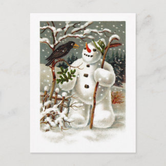 Mr. Snowman and Mr. Crow Postcard