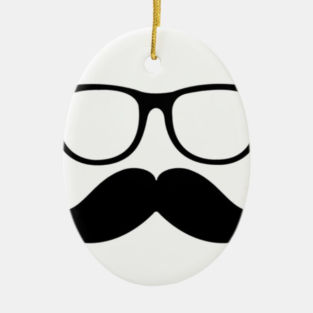 Mr. Stache Ceramic Ornament (Front)