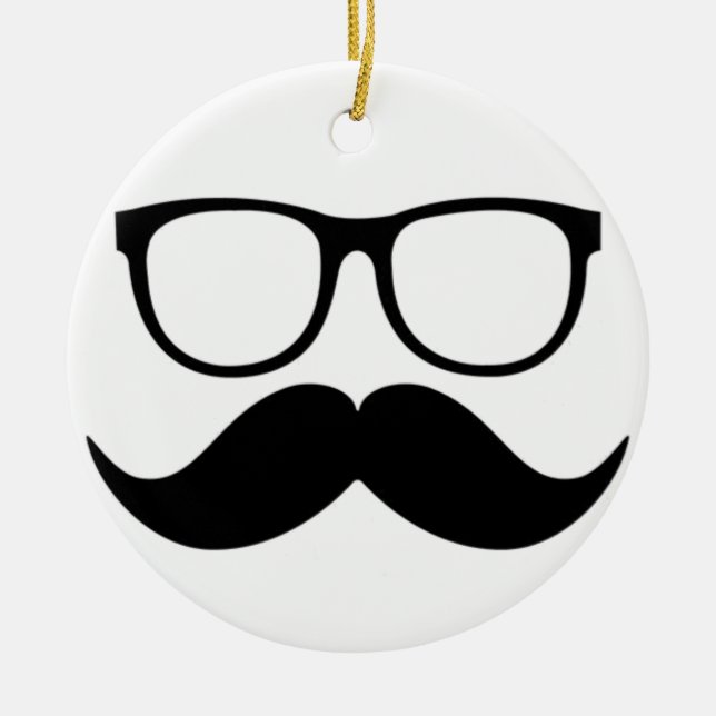 Mr. Stache Ceramic Ornament (Front)