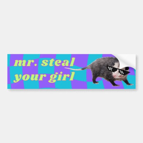 Mr Steal Your Girl Funny Meme Cool Possum Bumper Sticker