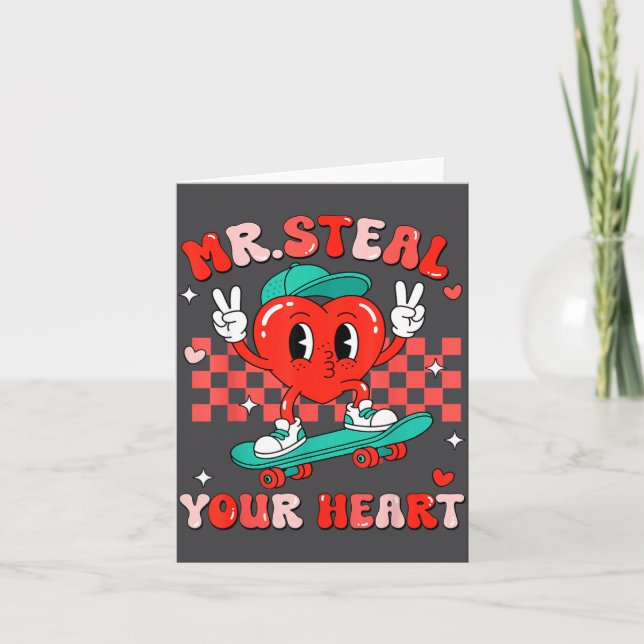 Mr Steal Your Heart For Boys Toddlers Valentine's  Card (Front)