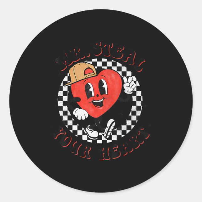 Mr Steal Your Heart For Boys Toddlers Valentine's  Classic Round Sticker (Front)