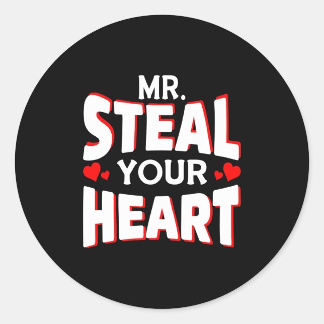 Mr Steal Your Heart For Boys Toddlers Valentines  Classic Round Sticker (Front)