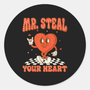 Mr Steal Your Heart For Boys Toddlers Valentine's Classic Round Sticker
