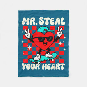 Mr Steal Your Heart For Boys Toddlers Valentine's  Fleece Blanket